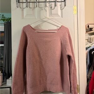 LOFT Blush Textured Crew Neck Sweater